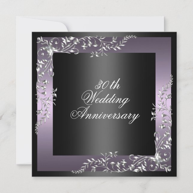 Convite de aniversário de casamento roxo elegante (Frente)