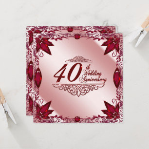 Convite de Aniversário de Casamento Ruby 40º 5.25x