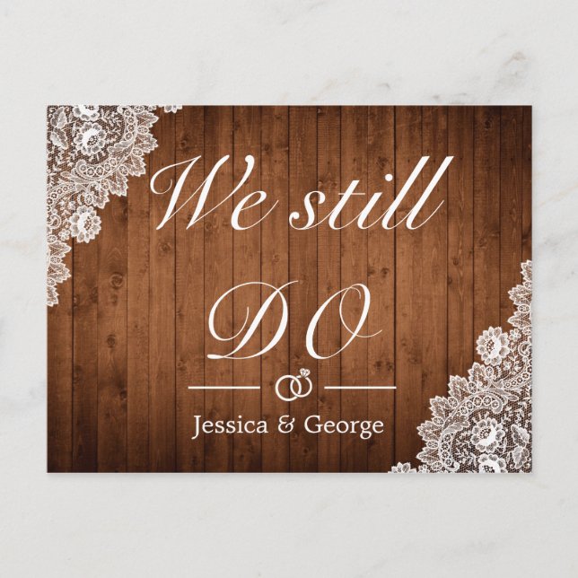 Convite de Aniversário de Casamento Rustic Wood &  (Frente)