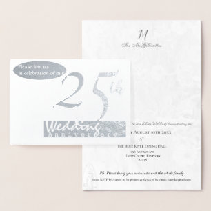 Convite de aniversário de casamento simples 25 Sil