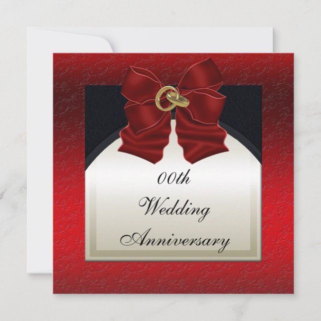 Convite de Aniversário de Casamento Vermelho Preto (Frente)