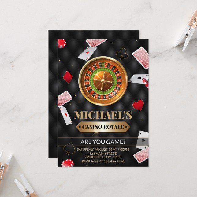 Convite de Aniversário de Casino Royale (Frente/Verso In Situ)