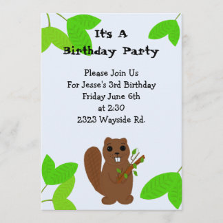 Convite de Aniversário de Castor de Desenho Animad