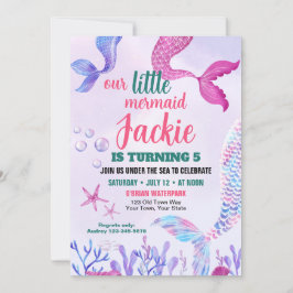 Convite de aniversário de Cauda de Sereia