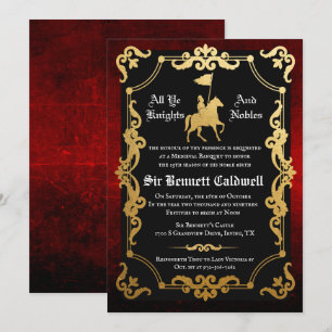 Convite de Aniversário de Cavaleiro Medieval Joust