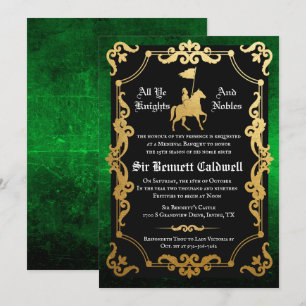Convite de Aniversário de Cavaleiro Medieval Joust
