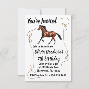 Convite de aniversário de cavalo correndo com bord
