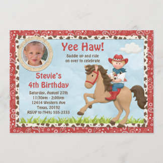 Convite de aniversário de Cavalo de Cowboy