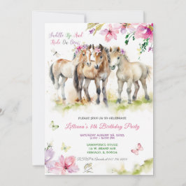 Convite de Aniversário de Cavalo Rosa Roxo