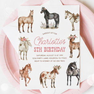 Convite de aniversário de cavalos, convite de pône