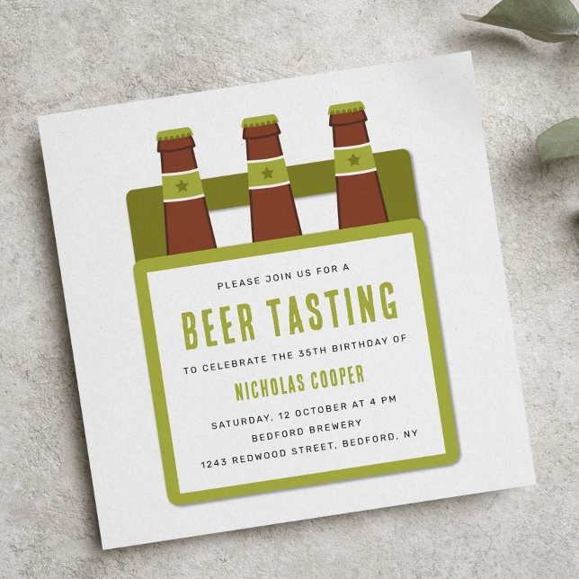 Convite de aniversário de cerveja verde (beer tasting party invitation)