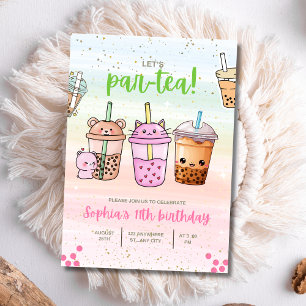 Convite de Aniversário de Chá Boba, Boba Par-Tea