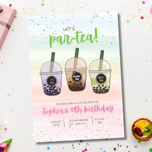Convite de Aniversário de Chá Boba, Chá de Bolha 