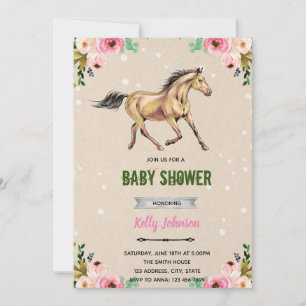 Convite de aniversário de chá de bebê cowgirl cava