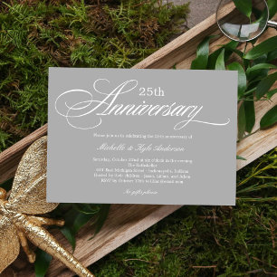 Convite de Aniversário de Charming Script - Prata