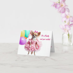Convite de Aniversário de Chihuahua com Babados Ro