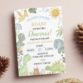 Convite de aniversário de Chomp Dinossauros