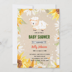 Convite de aniversário de chuveiro de cordeiro gir