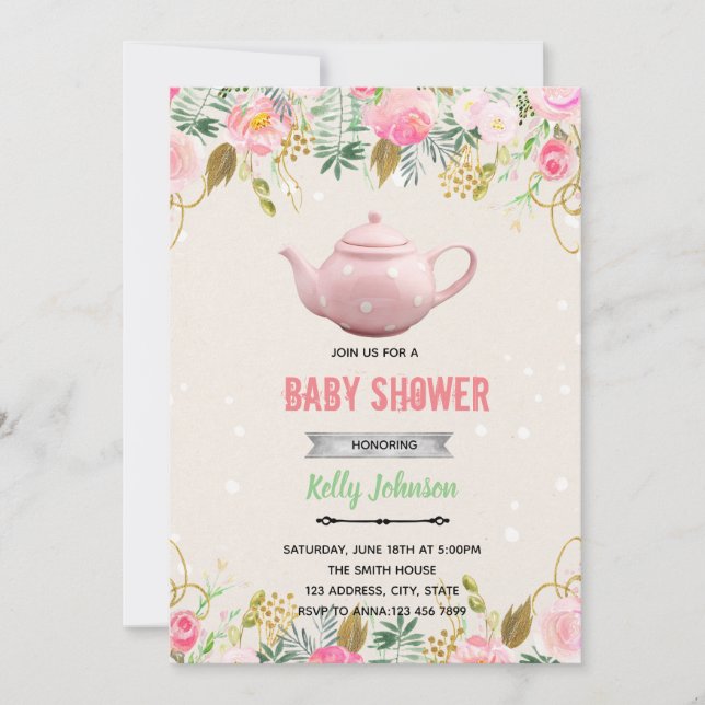 Convite de aniversário de chuveiro de preparo de c (Frente)