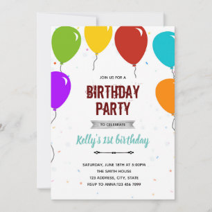 convite de aniversário de chuveiro tema balão fofo
