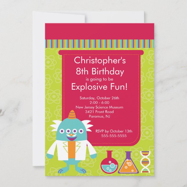 Convite de aniversário de Ciências (Frente)