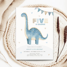 Convite de Aniversário de Cinco A-Saurus para Meni