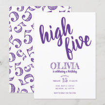 Convite de Aniversário de Cinco Anos High Five Rox