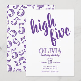 Convite de Aniversário de Cinco Anos High Five Rox