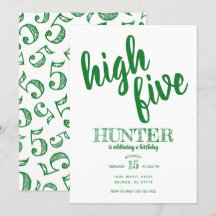 Convite de Aniversário de Cinco Anos High Five Ver