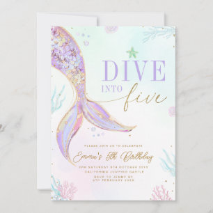 Convite de Aniversário de Cinco Sereias Editável
