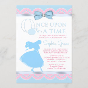 Convite de aniversário de Cinderela Rosa e Azul