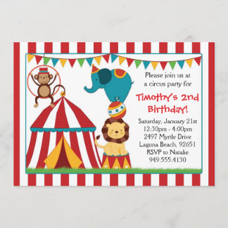 Convite de aniversário de circo