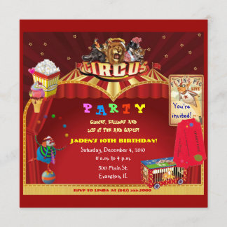 convite de aniversário de circo