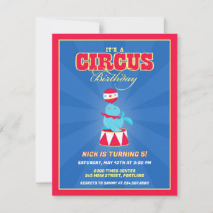 Convite de aniversário de circo/carnaval