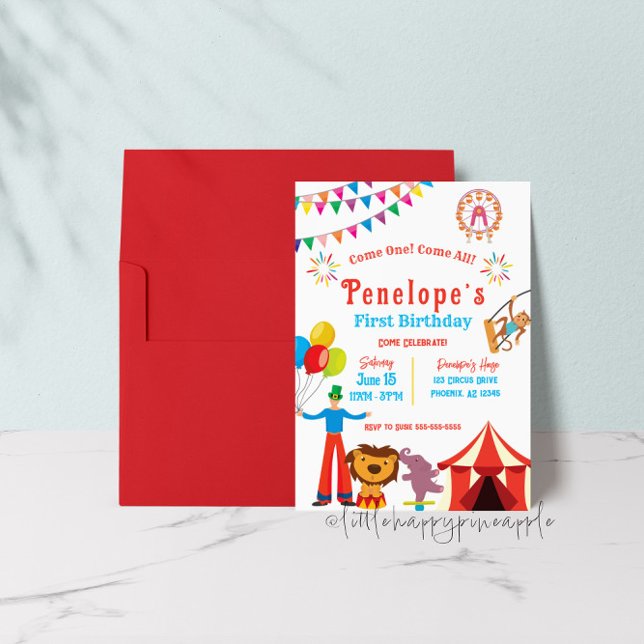 Convite de aniversário de Circo de Carnaval (Criador carregado)