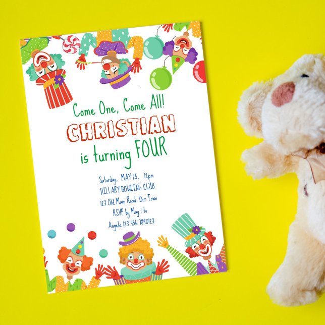 Convite de aniversário de circo de palhaço (Criador carregado)