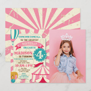 Convite de Aniversário de Circo Menina Convite de