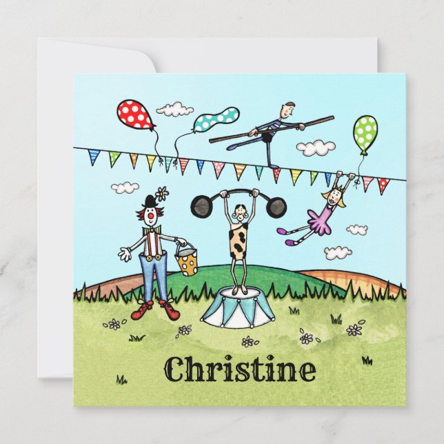 Convite de aniversário de Circo Personalizado (Frente)