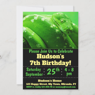 convite de aniversário de cobra