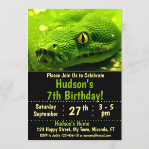 convite de aniversário de cobra