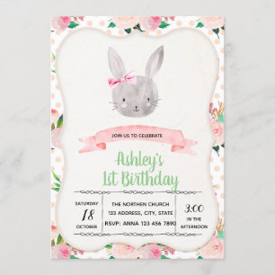 Convite de aniversário de coelho bonito