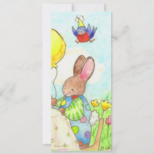 convite de aniversário de coelho e balão