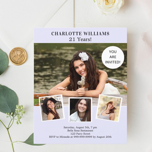 convite de aniversário de colagem de fotografias d (Criador carregado)