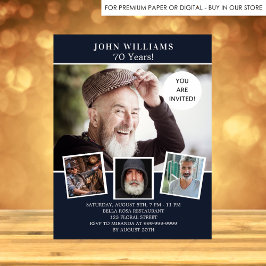 convite de aniversário de colagem de fotos azuis d