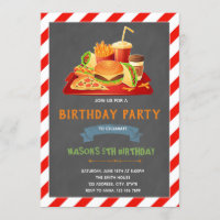 Convite de aniversário de comida de lixo
