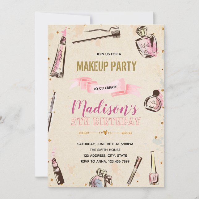 convite de aniversário de composição do glamour (Frente)