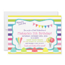 Convite de aniversário de Compro doce da Candy Par