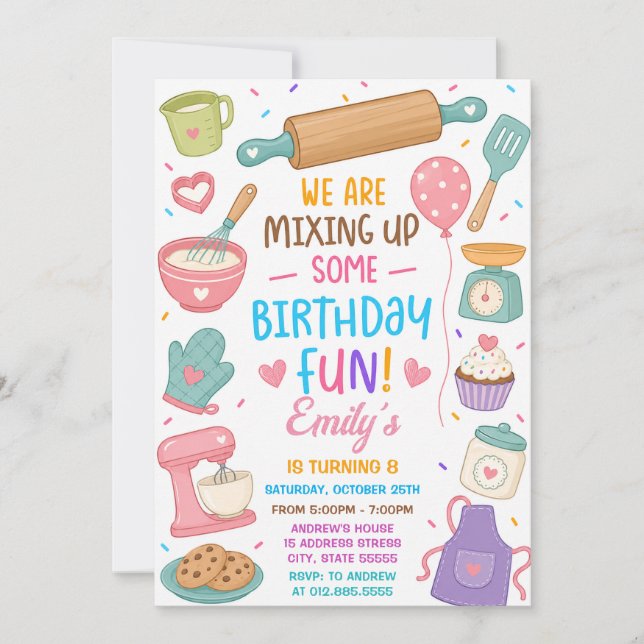 Convite de Aniversário de Confeitaria Personalizad (Frente)