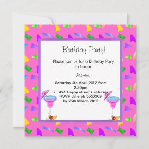 convite de aniversário de confetti perfurado