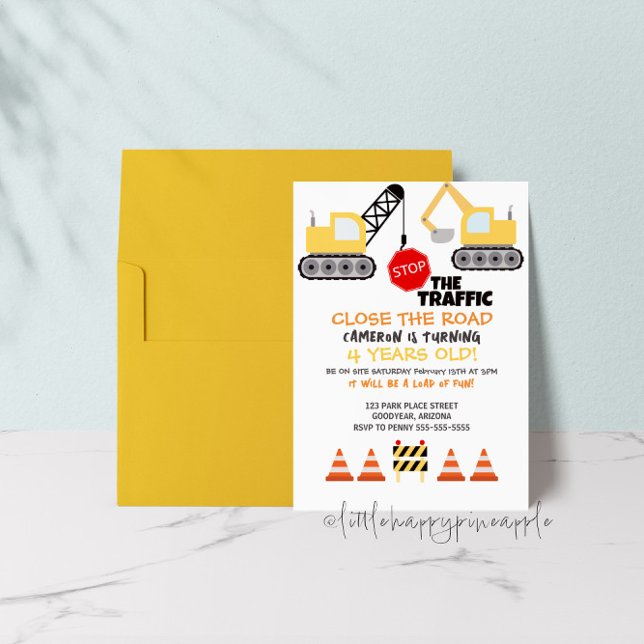 Convite de aniversário de construção (Criador carregado)